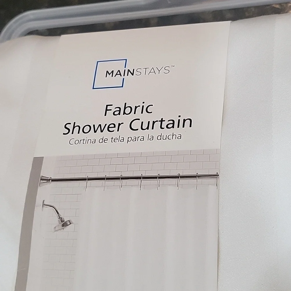 NWT Fabric White Striped Shower Curtain 72"in x 72" - Picture 2 of 8
